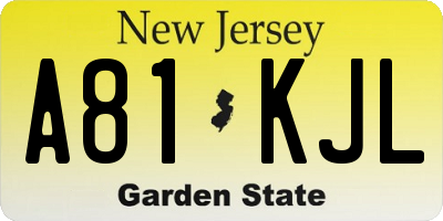 NJ license plate A81KJL