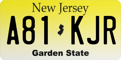 NJ license plate A81KJR