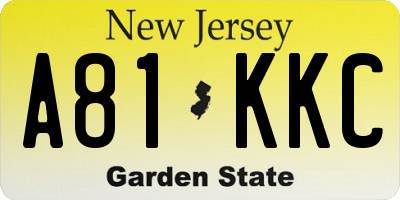 NJ license plate A81KKC