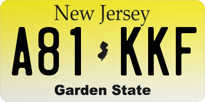 NJ license plate A81KKF