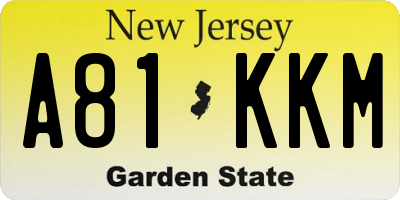 NJ license plate A81KKM