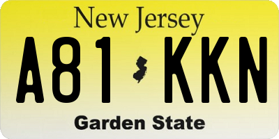 NJ license plate A81KKN