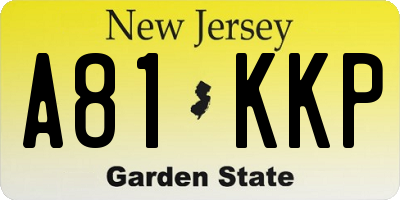 NJ license plate A81KKP