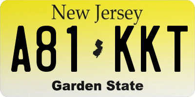 NJ license plate A81KKT