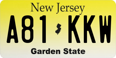 NJ license plate A81KKW