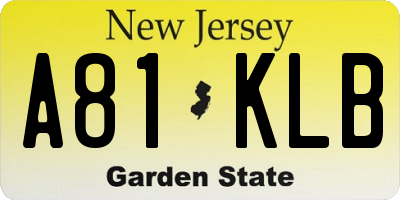 NJ license plate A81KLB