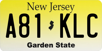 NJ license plate A81KLC