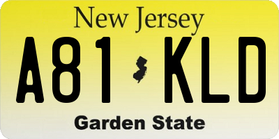 NJ license plate A81KLD