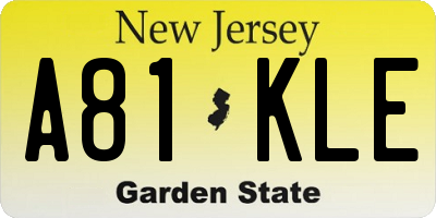 NJ license plate A81KLE