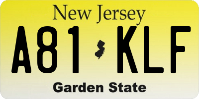 NJ license plate A81KLF