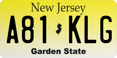 NJ license plate A81KLG