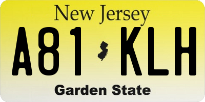 NJ license plate A81KLH