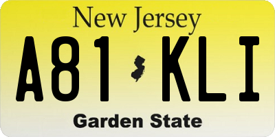 NJ license plate A81KLI