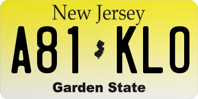 NJ license plate A81KLO