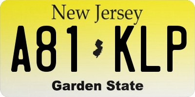 NJ license plate A81KLP