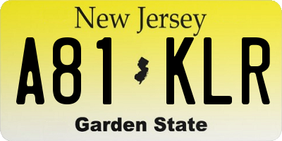 NJ license plate A81KLR