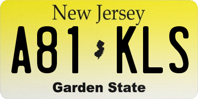 NJ license plate A81KLS