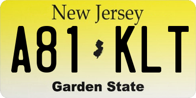 NJ license plate A81KLT