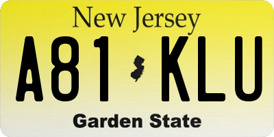 NJ license plate A81KLU
