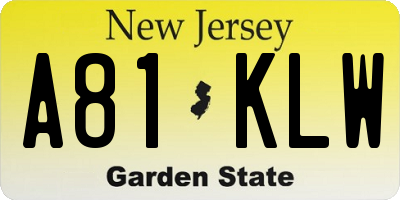 NJ license plate A81KLW