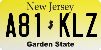 NJ license plate A81KLZ