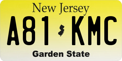NJ license plate A81KMC