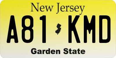 NJ license plate A81KMD