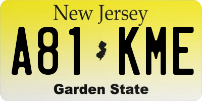 NJ license plate A81KME