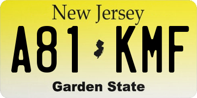 NJ license plate A81KMF