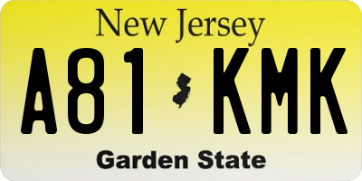 NJ license plate A81KMK