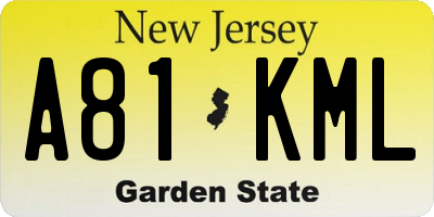 NJ license plate A81KML