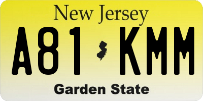 NJ license plate A81KMM