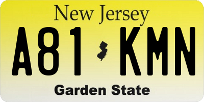NJ license plate A81KMN