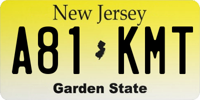 NJ license plate A81KMT