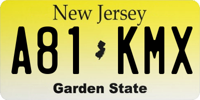 NJ license plate A81KMX