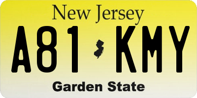 NJ license plate A81KMY