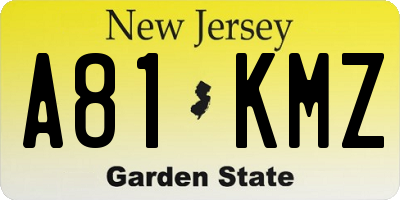 NJ license plate A81KMZ