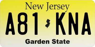 NJ license plate A81KNA