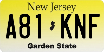 NJ license plate A81KNF