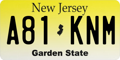 NJ license plate A81KNM