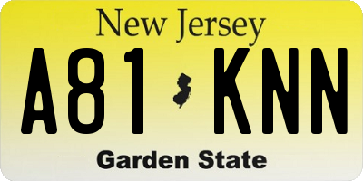 NJ license plate A81KNN