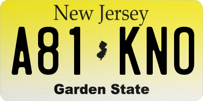 NJ license plate A81KNO