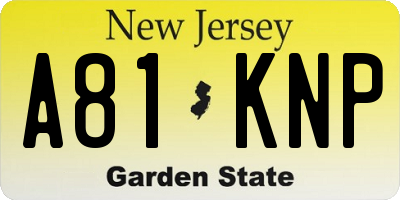 NJ license plate A81KNP