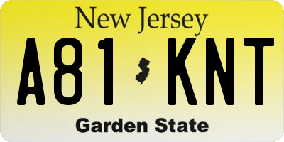 NJ license plate A81KNT
