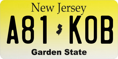 NJ license plate A81KOB
