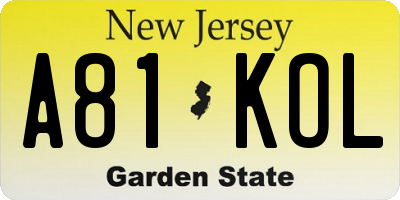 NJ license plate A81KOL