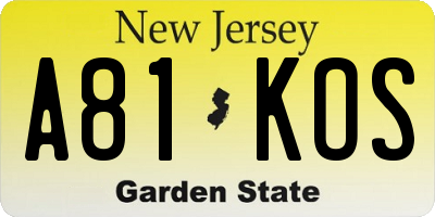 NJ license plate A81KOS