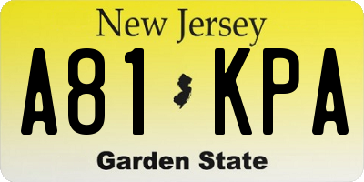 NJ license plate A81KPA
