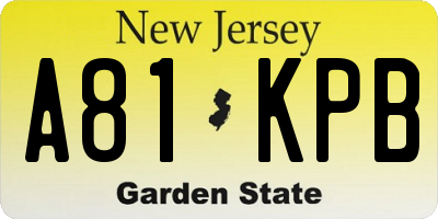 NJ license plate A81KPB