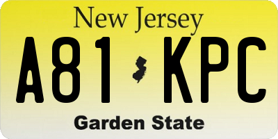 NJ license plate A81KPC